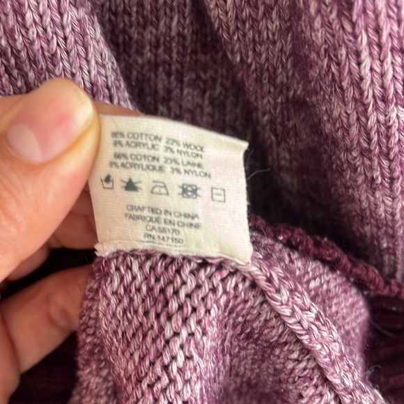 Frank & Oak Burgundy Two-Tone Cotton-Wool Blend Sweater - Picture 6 of 9